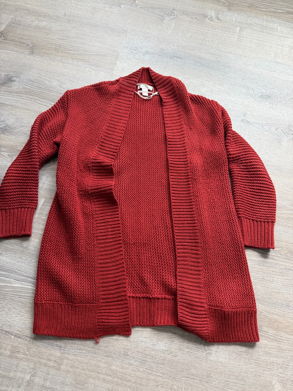 Forever 21 Open-Front Knit Cardigan in Deep Red